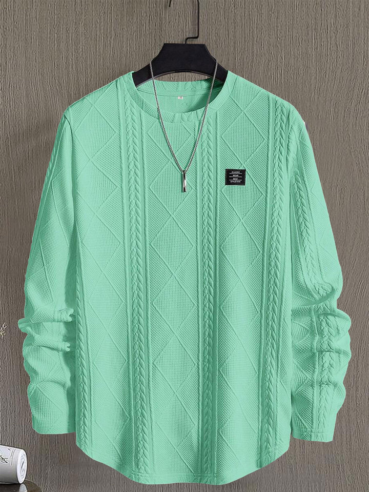 Textured Knit Long Sleeve Crewneck Sweatshirt