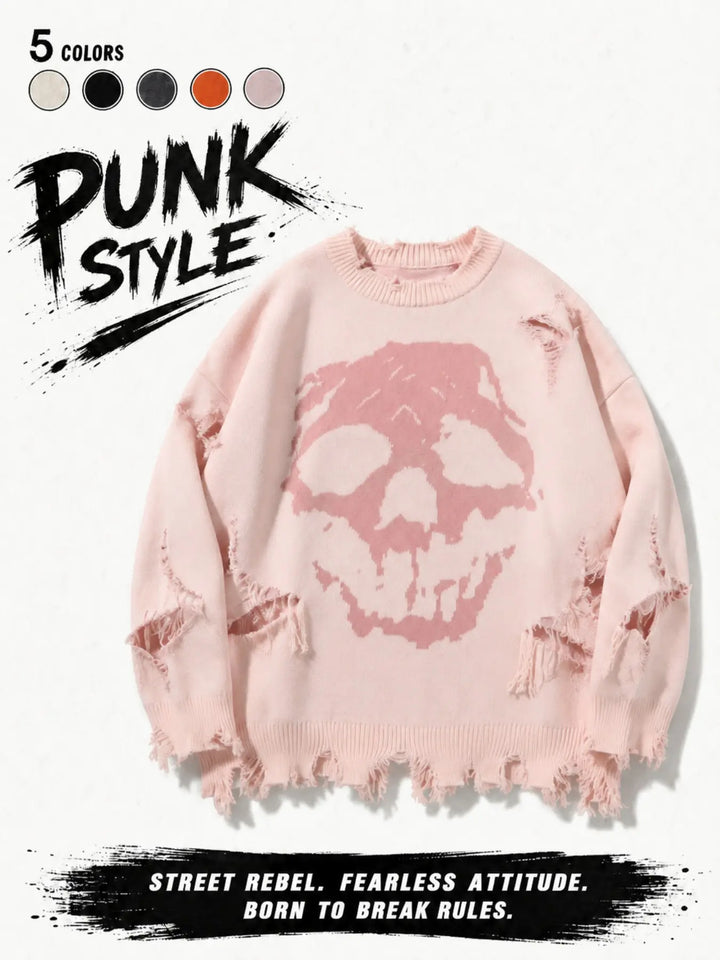 Ripped Drop Shoulder Sweater Pullover