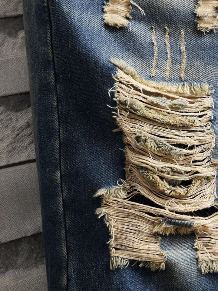 Street Style Patchwork Denim Shorts
