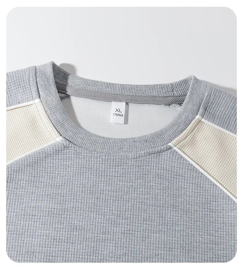 Contrast Waffle Knit Crewneck Sweatshirt
