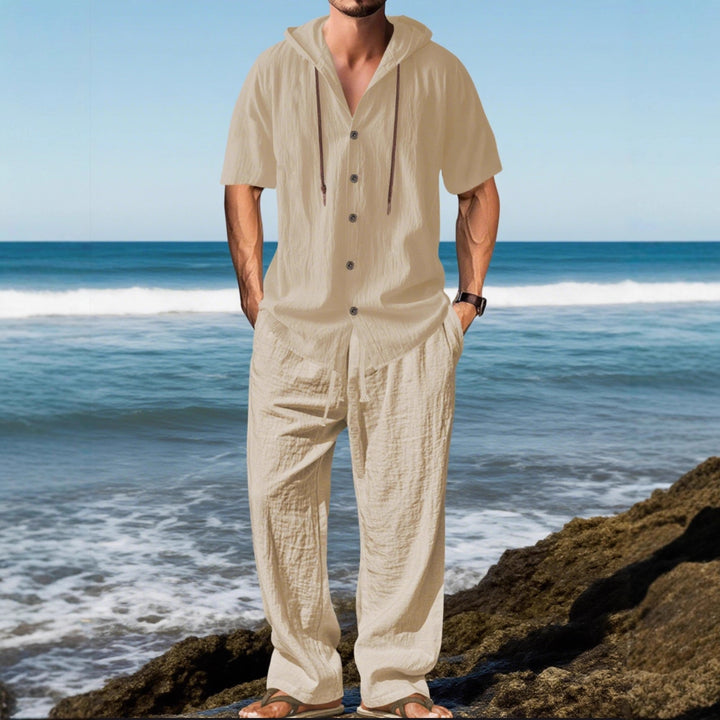 Linen-Blend Relaxed Fit Shirt &amp; Pants Set