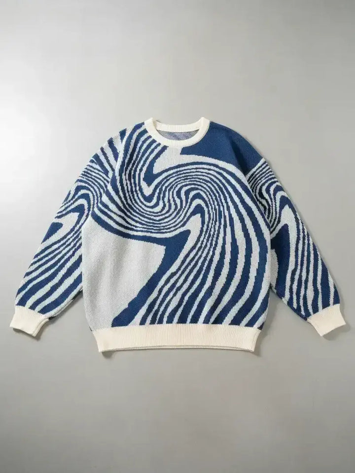 Abstract Wave Knit Sweater