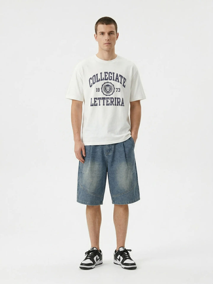 Washed Denim Cargo Shorts