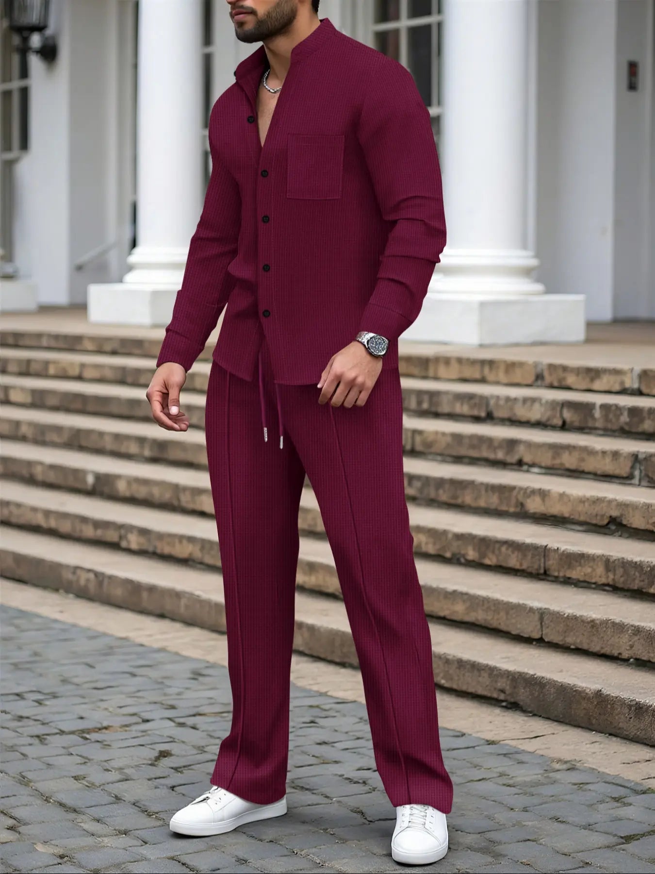 Monarch Elite Textured Shirt & Trousers Set