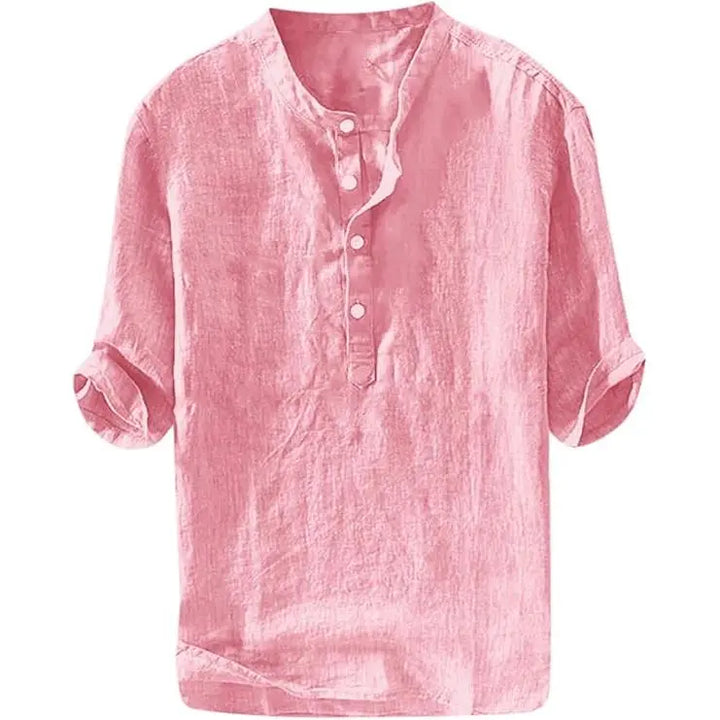 Coastal Breeze Linen Henley Shirt