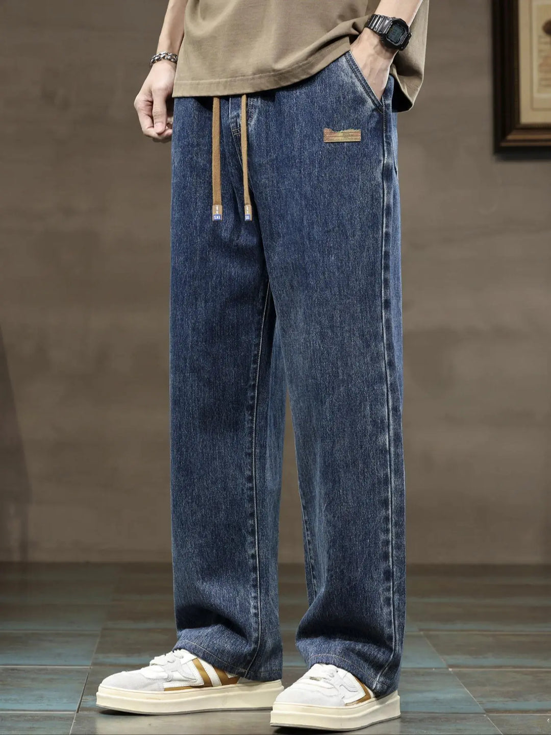 Vintage Washed Denim Jogger Pants