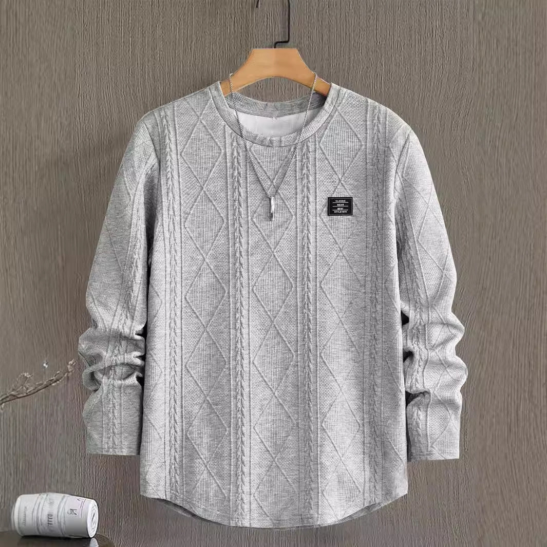 Textured Knit Long Sleeve Crewneck Sweatshirt
