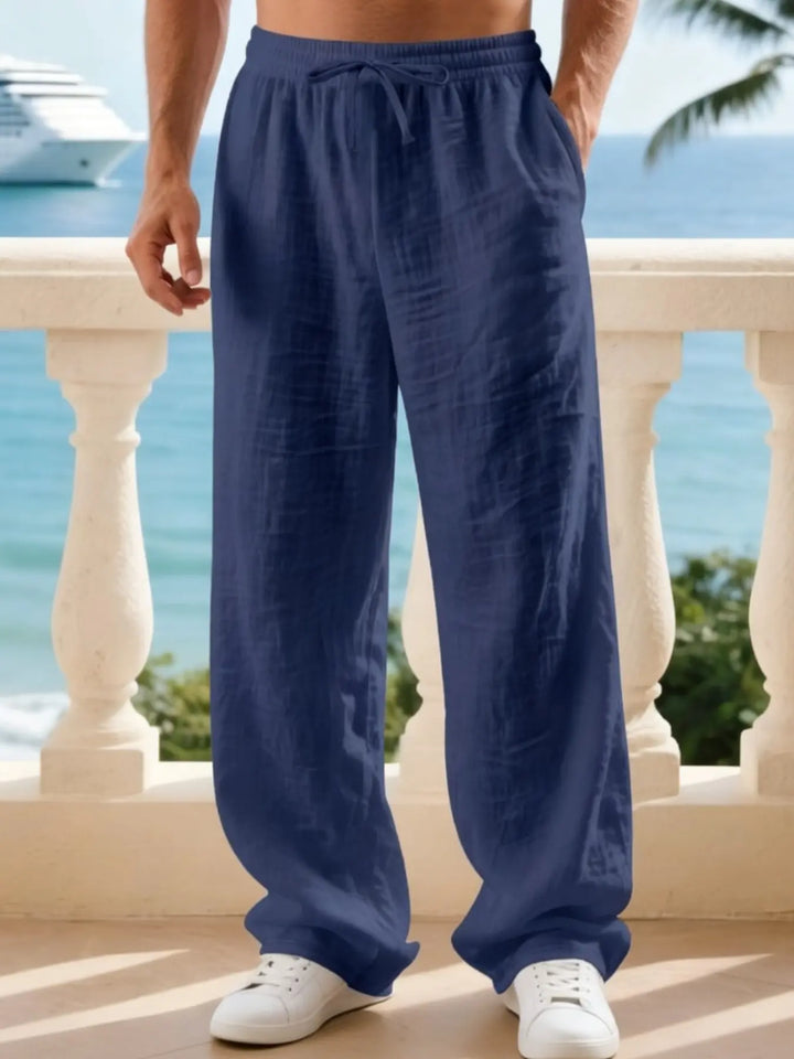Men’s Coastal Linen-Blend Relaxed Drawstring Pants