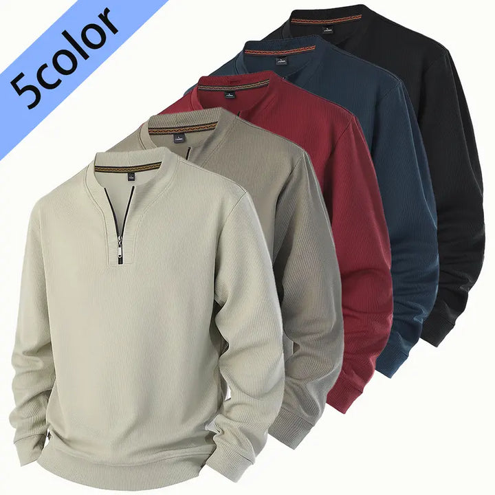 S-5XL Half-Zip Mock Neck Pullover Sweatshirt