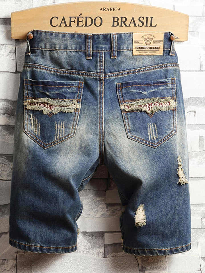 Street Style Patchwork Denim Shorts