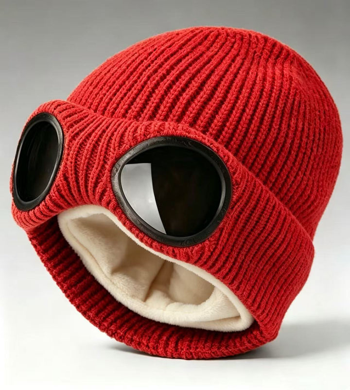 Goggle Lens Design Beanie Hat