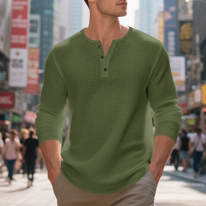 3 Pack Mens Waffle Henley Shirts