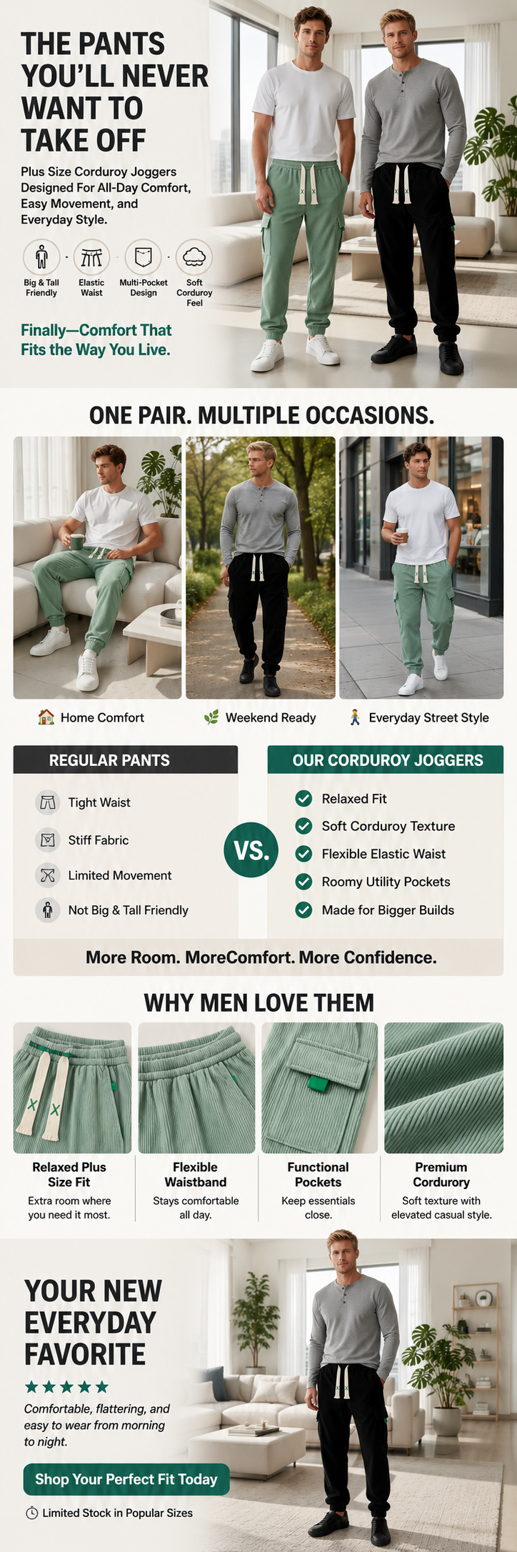 Plus Size Corduroy Joggers