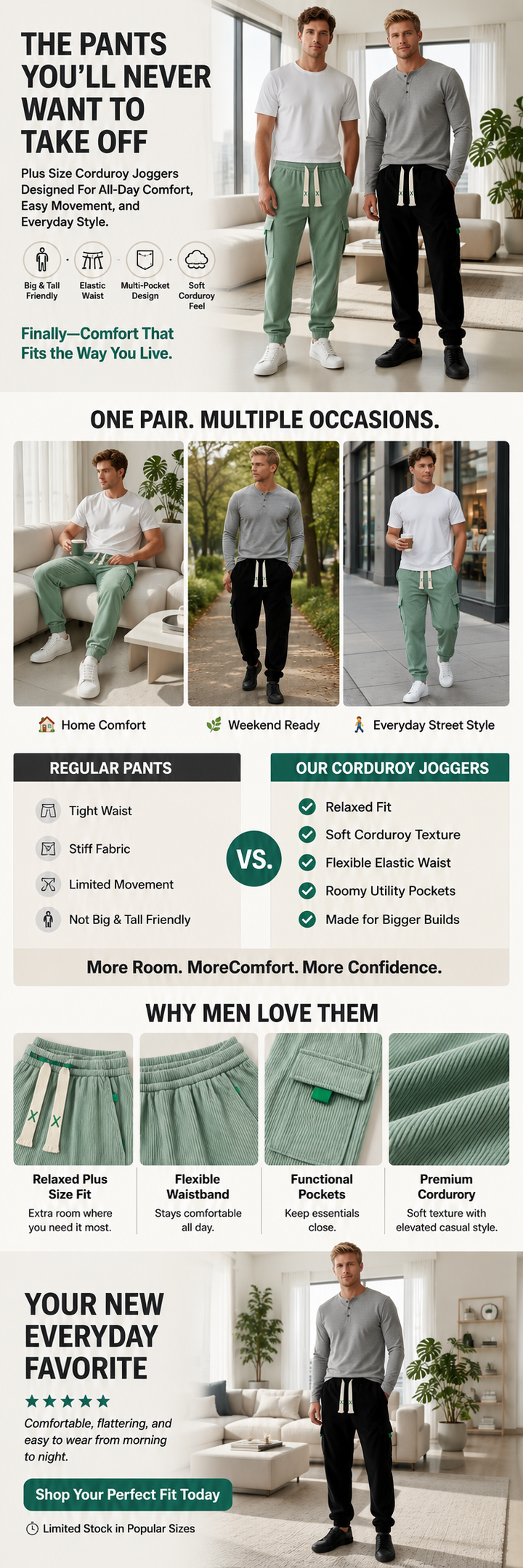 Plus Size Corduroy Joggers