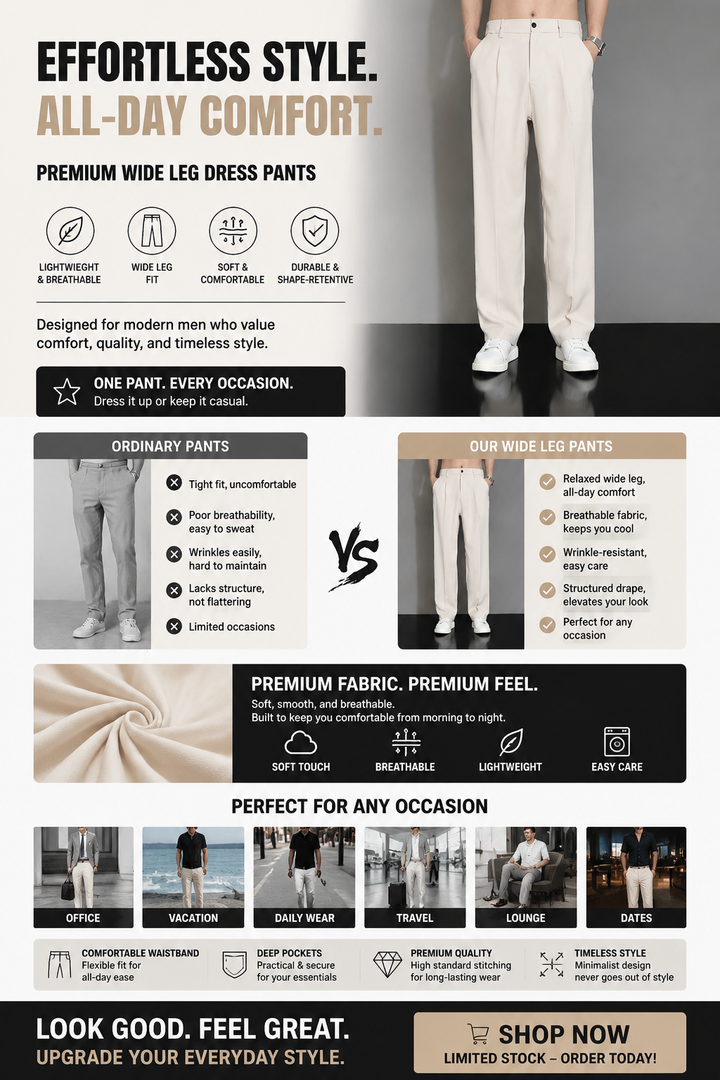PREMIUM WIDE LEG DRESS PANTS
