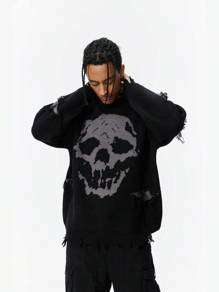 Ripped Drop Shoulder Sweater Pullover
