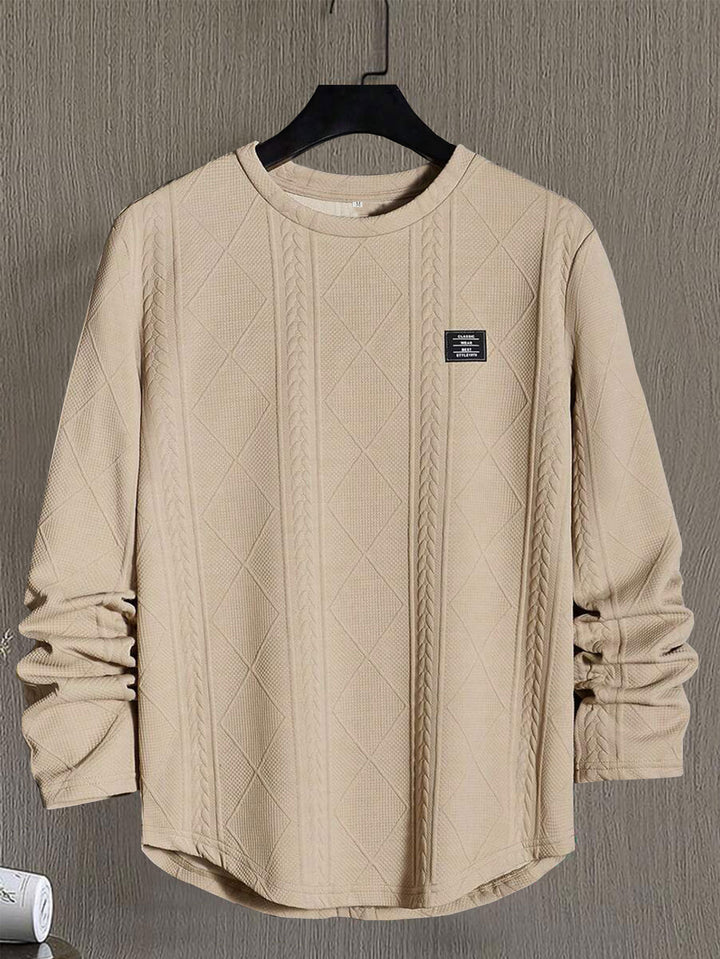 Textured Knit Long Sleeve Crewneck Sweatshirt