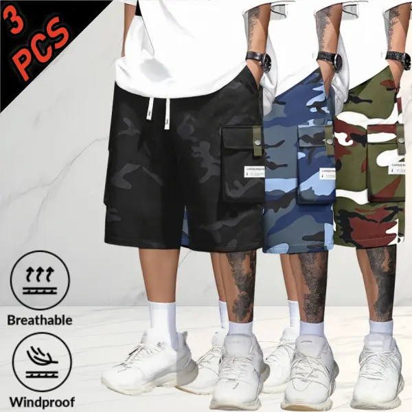 3-PACK CAMO CARGO SHORTS
