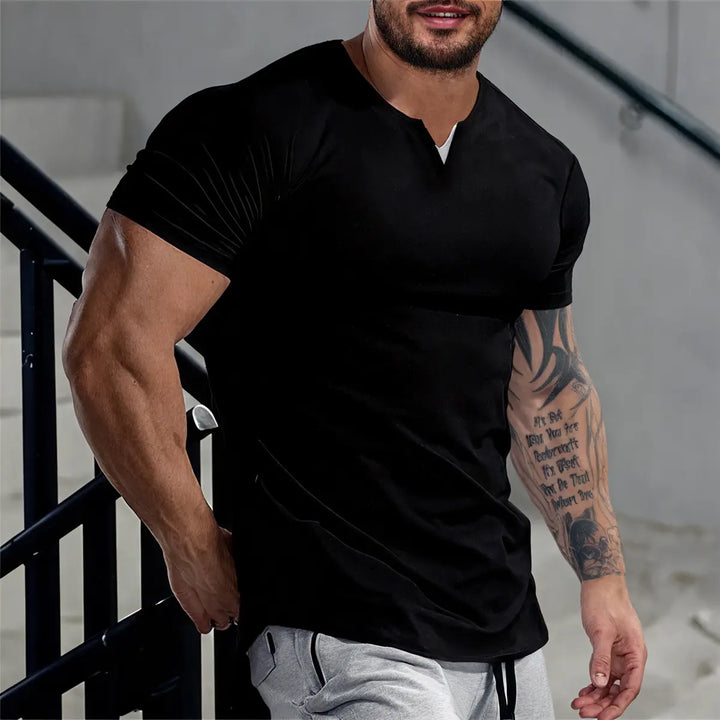 Slim Fit V-Neck Henley Tee