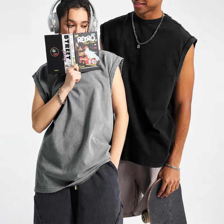 230G Washed Muscle Fit Sleeveless Tee