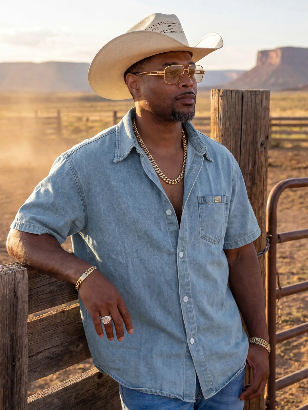 Vintage Denim Short Sleeve Shirt