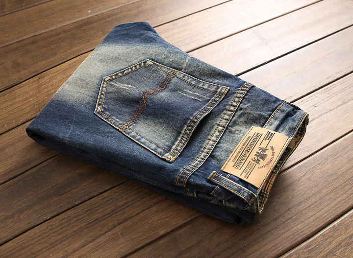 Vintage-wash Distressed Jeans