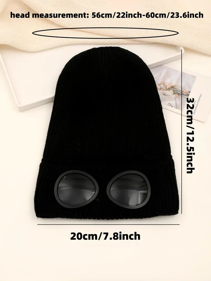 Goggle Lens Design Beanie Hat