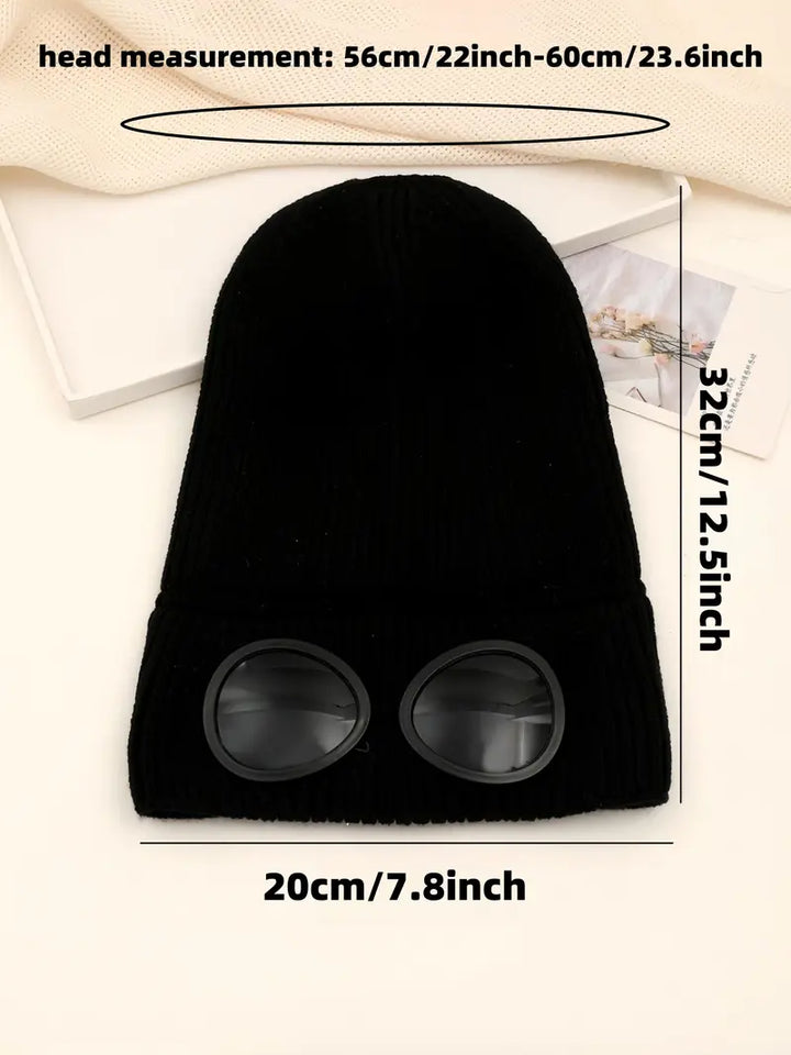 Goggle Lens Design Beanie Hat