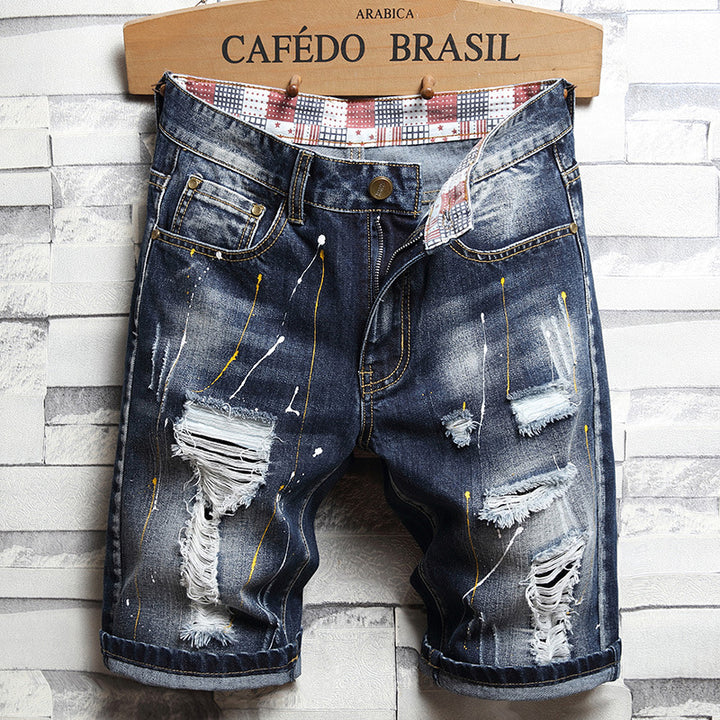 Street Style Patchwork Denim Shorts