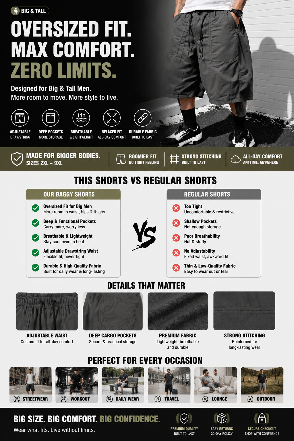 BIG &amp; TALL CARGO SHORTS