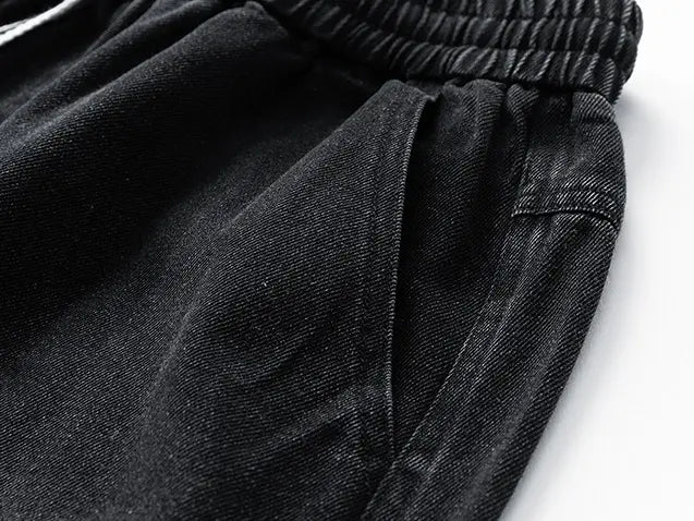 Relaxed Washed Denim Cargo Shorts