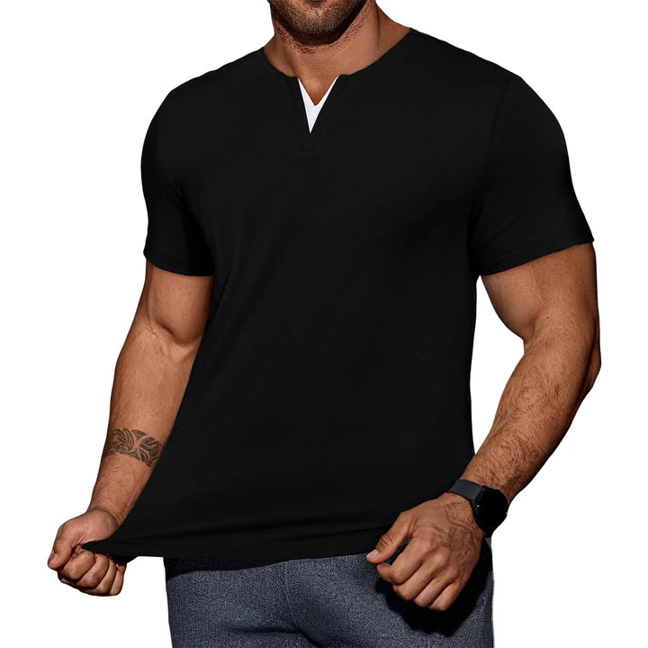Slim Fit V-Neck Henley Tee