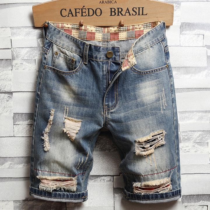 Street Style Patchwork Denim Shorts