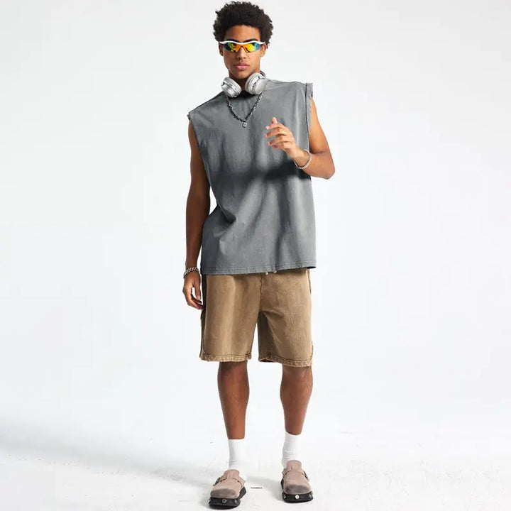 230G Washed Muscle Fit Sleeveless Tee