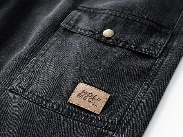 Relaxed Washed Denim Cargo Shorts