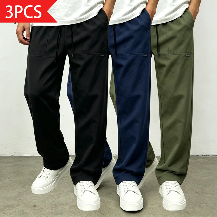 Basic Plain Loose Drawstring Mid Waist Pants