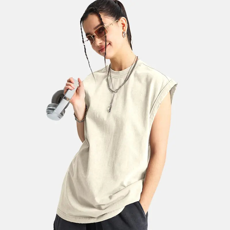230G Washed Muscle Fit Sleeveless Tee