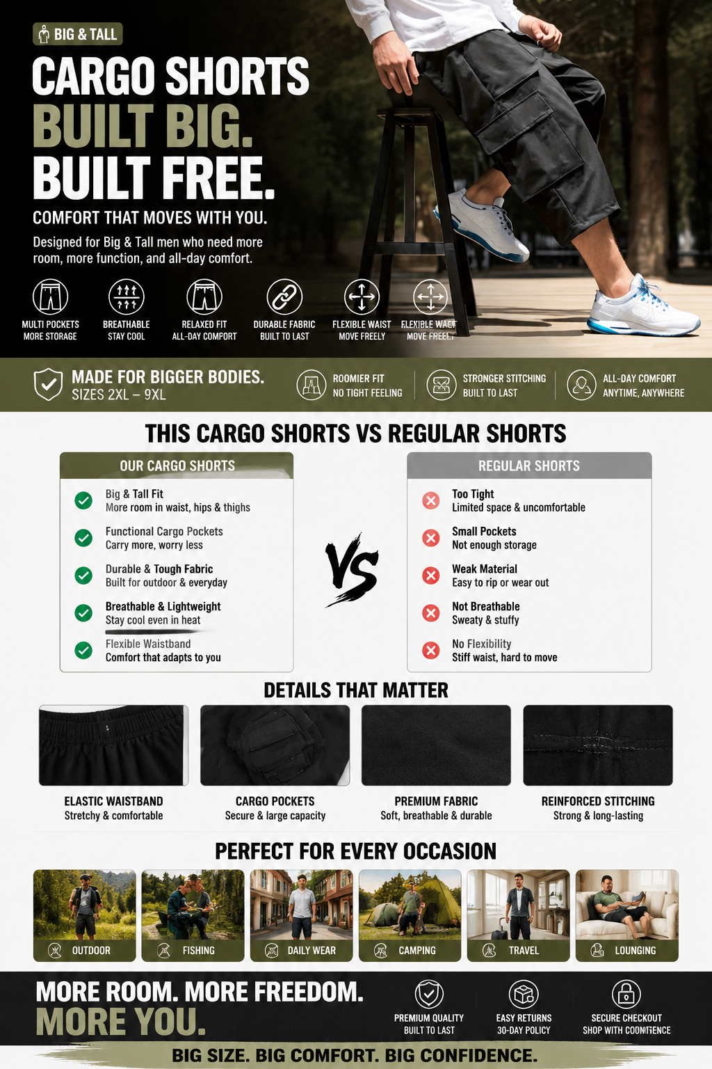 BIG &amp; TALL CARGO SHORTS