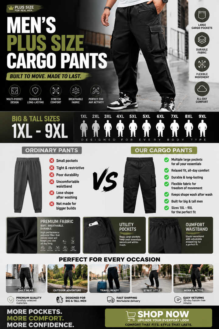 Men’s Plus Size Tactical Cargo Pants