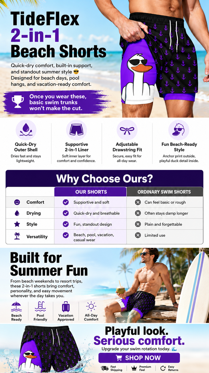 TideFlex 2-in-1 Beach Shorts