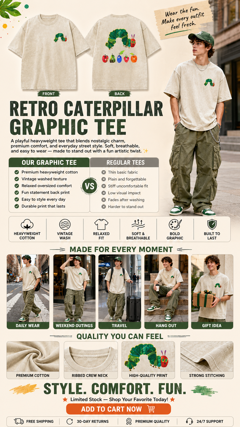 RETRO CATERPILLAR GRAPHIC TEE
