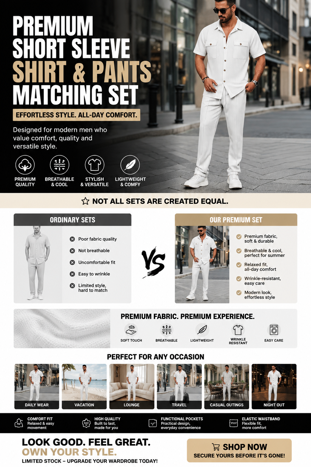 Men’s Textured Summer 2-Piece Set