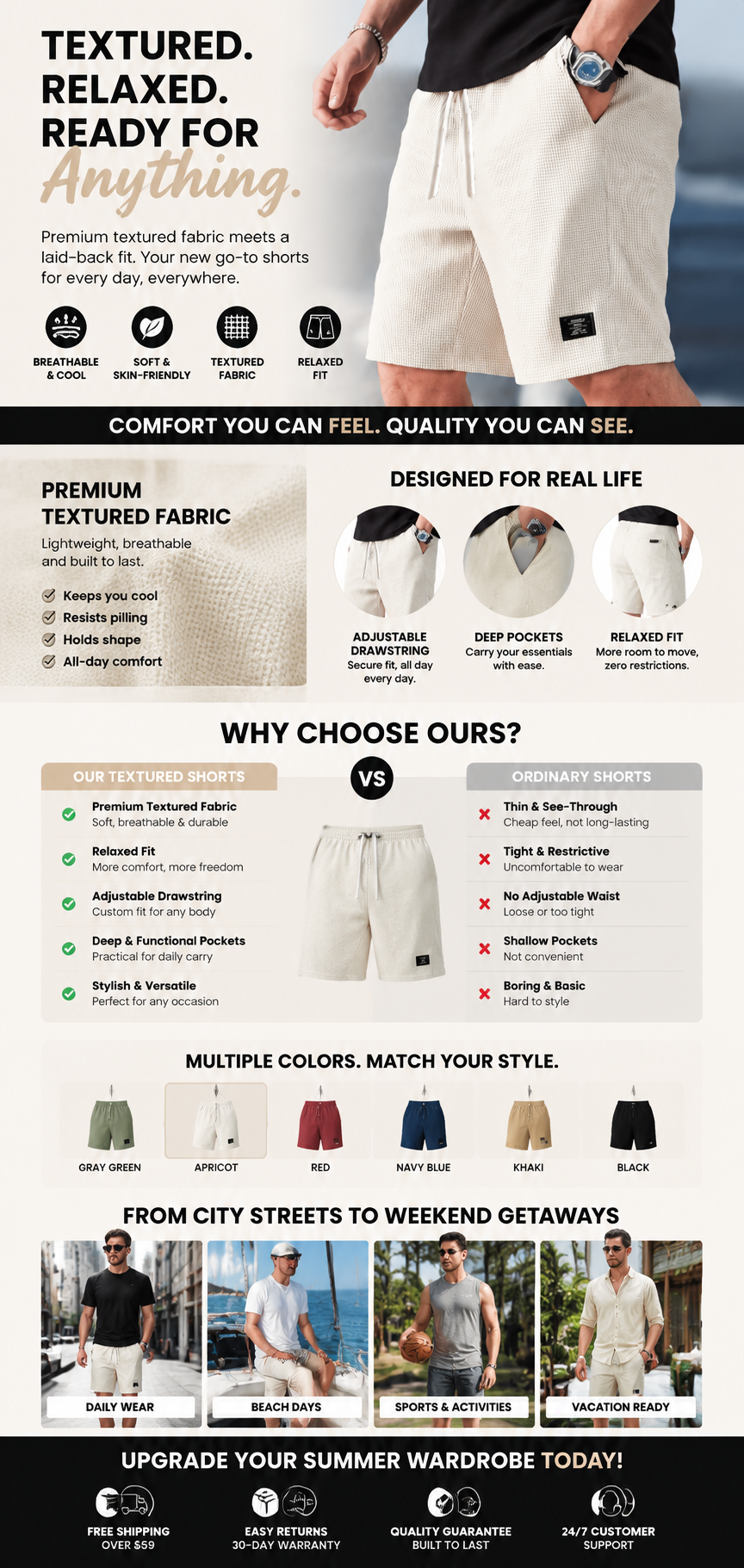 Premium Textured Summer Shorts